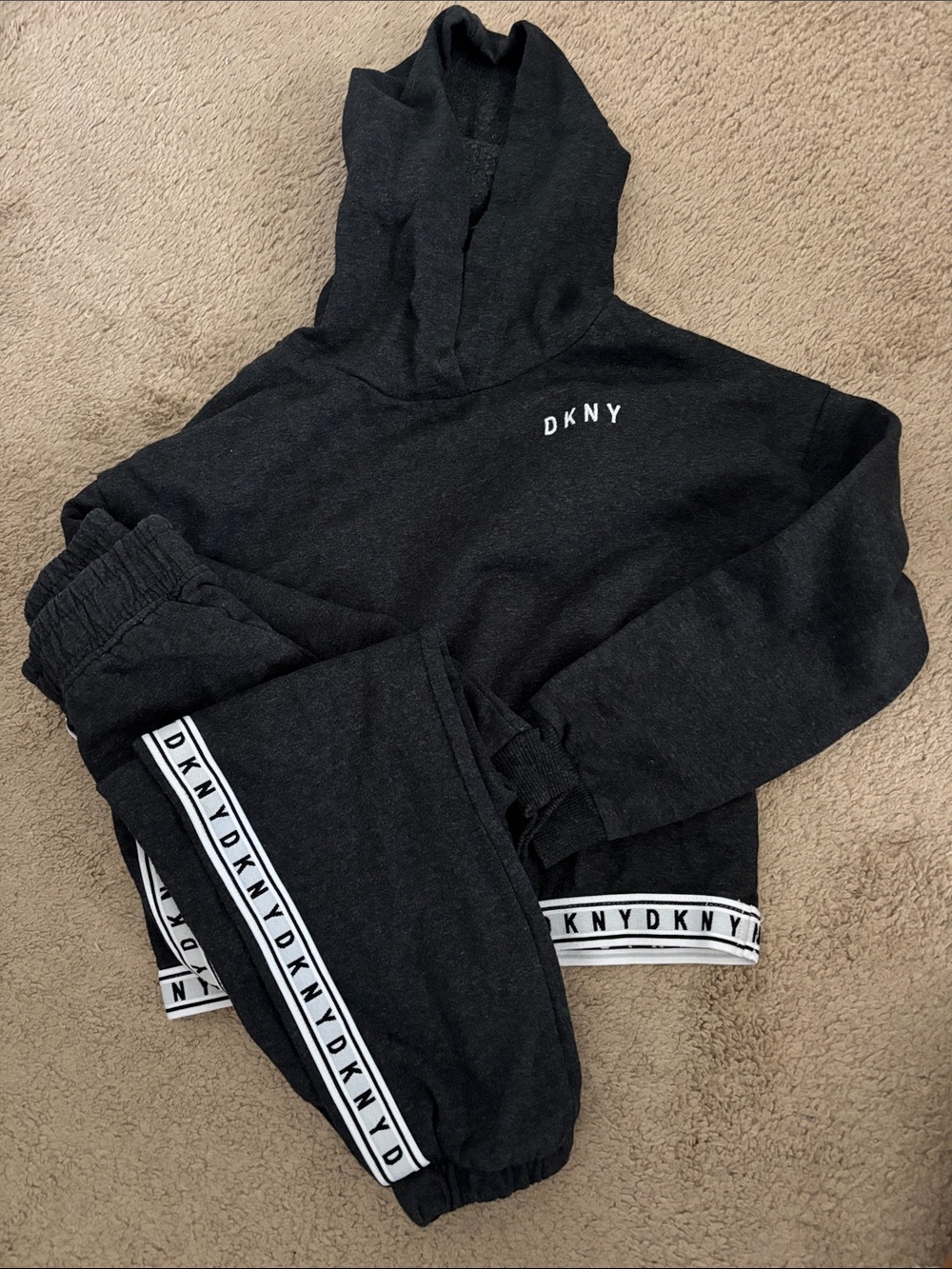 DKNY Black Kids Logo Hoodie & Joggers Set with Branded Tape